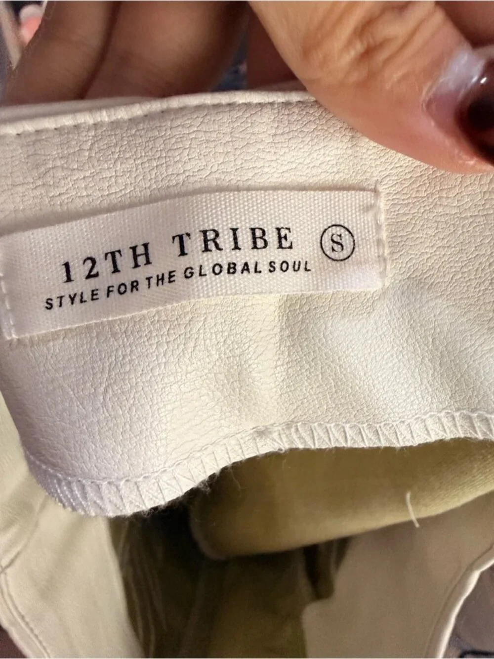 12th Tribe Cream Lace-Up Shorts with Black Tribal Motifs size S